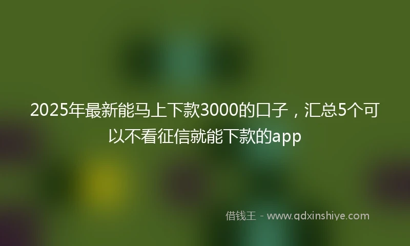 2025年最新能马上下款3000的口子，汇总5个可以不看征信就能下款的app