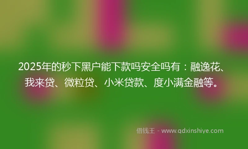 2025年的秒下黑户能下款吗安全吗有：融逸花、我来贷、微粒贷、小米贷款、度小满金融等。