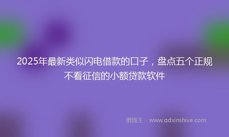2025年最新类似闪电借款的口子，盘点五个正规不看征信的小额贷款软件
