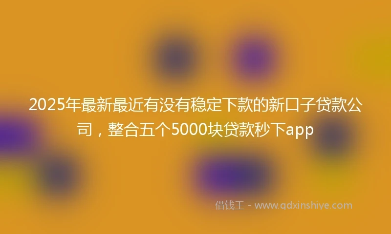 2025年最新最近有没有稳定下款的新口子贷款公司，整合五个5000块贷款秒下app