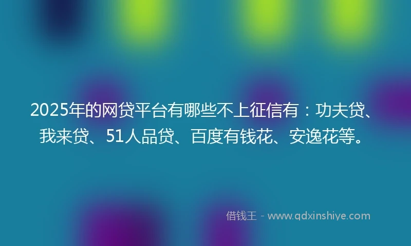 2025年的网贷平台有哪些不上征信有：功夫贷、我来贷、51人品贷、百度有钱花、安逸花等。
