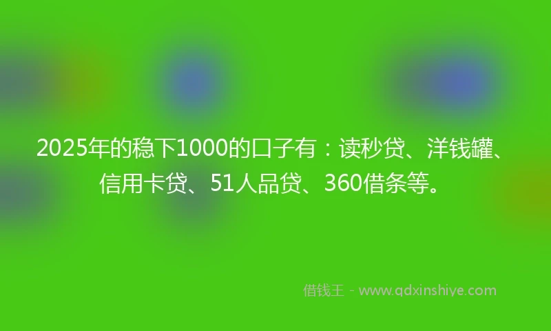 2025年的稳下1000的口子有：读秒贷、洋钱罐、信用卡贷、51人品贷、360借条等。