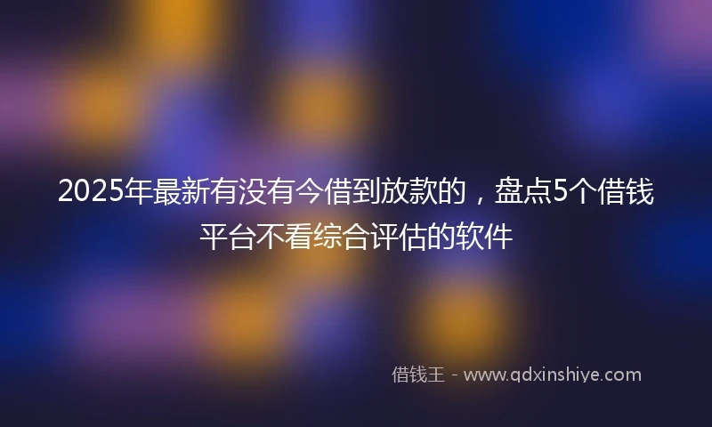 2025年最新有没有今借到放款的，盘点5个借钱平台不看综合评估的软件