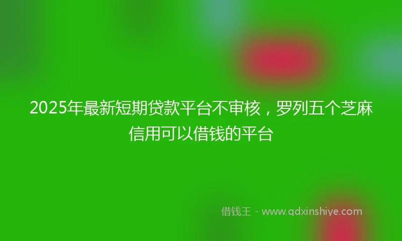 2025年最新短期贷款平台不审核，罗列五个芝麻信用可以借钱的平台