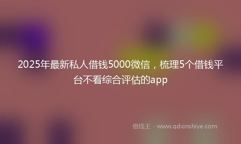 2025年最新私人借钱5000微信，梳理5个借钱平台不看综合评估的app