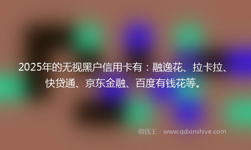 2025年的无视黑户信用卡有：融逸花、拉卡拉、快贷通、京东金融、百度有钱花等。