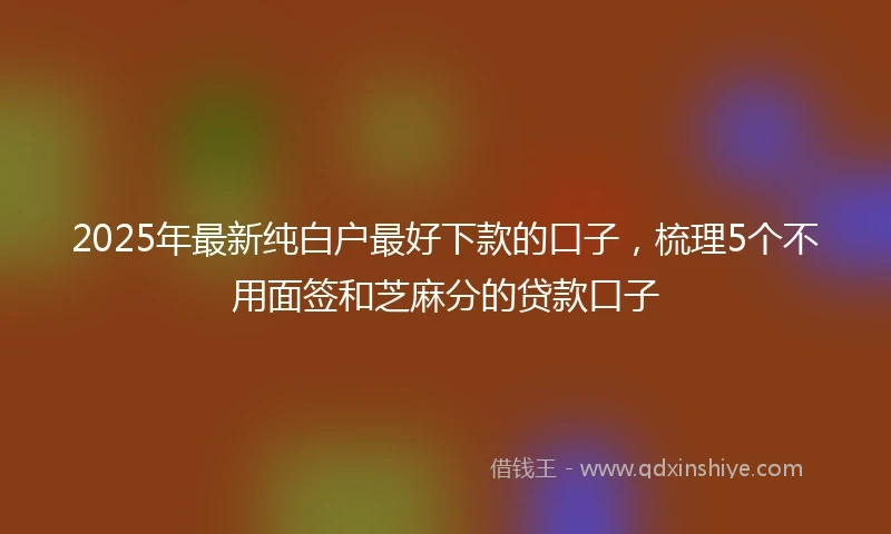 2025年最新纯白户最好下款的口子，梳理5个不用面签和芝麻分的贷款口子