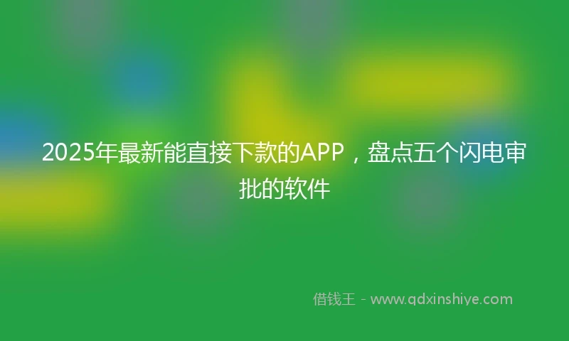 2025年最新能直接下款的APP，盘点五个闪电审批的软件