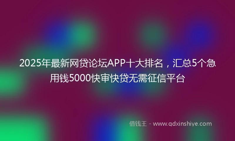 2025年最新网贷论坛APP十大排名，汇总5个急用钱5000快审快贷无需征信平台