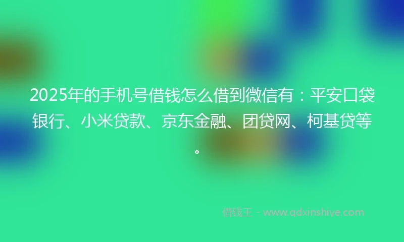 2025年的手机号借钱怎么借到微信有：平安口袋银行、小米贷款、京东金融、团贷网、柯基贷等。