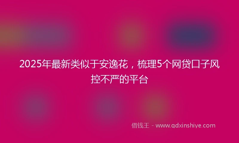 2025年最新类似于安逸花，梳理5个网贷口子风控不严的平台