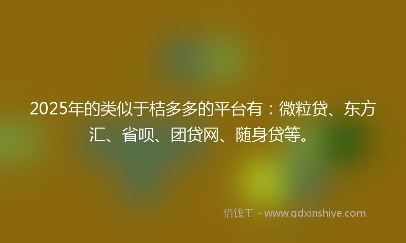2025年的类似于桔多多的平台有：微粒贷、东方汇、省呗、团贷网、随身贷等。