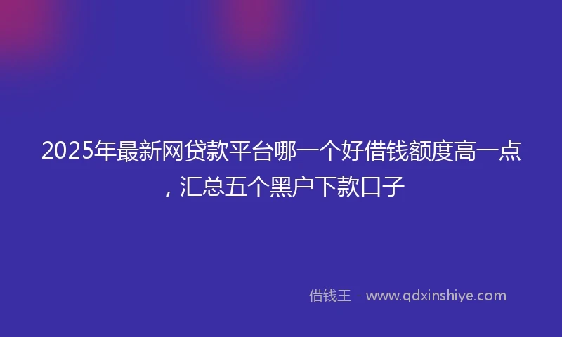 2025年最新网贷款平台哪一个好借钱额度高一点，汇总五个黑户下款口子