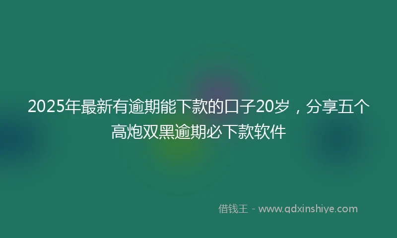 2025年最新有逾期能下款的口子20岁，分享五个高炮双黑逾期必下款软件