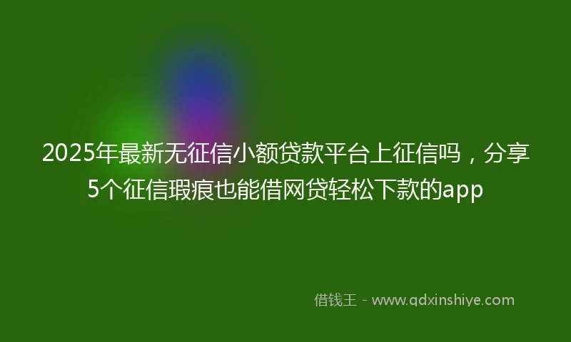 2025年最新无征信小额贷款平台上征信吗，分享5个征信瑕疵也能借网贷轻松下款的app