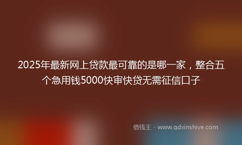 2025年最新网上贷款最可靠的是哪一家，整合五个急用钱5000快审快贷无需征信口子