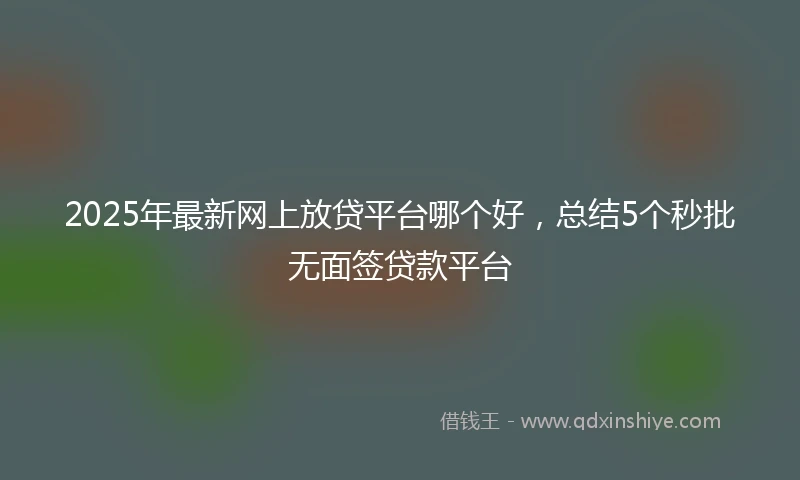 2025年最新网上放贷平台哪个好，总结5个秒批无面签贷款平台