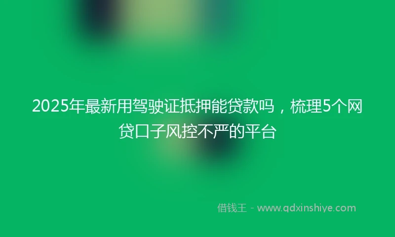 2025年最新用驾驶证抵押能贷款吗，梳理5个网贷口子风控不严的平台