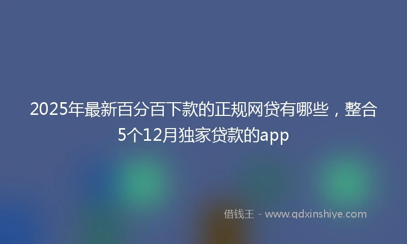2025年最新百分百下款的正规网贷有哪些，整合5个12月独家贷款的app