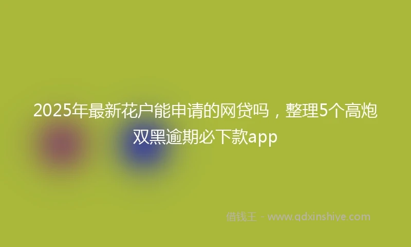2025年最新花户能申请的网贷吗，整理5个高炮双黑逾期必下款app