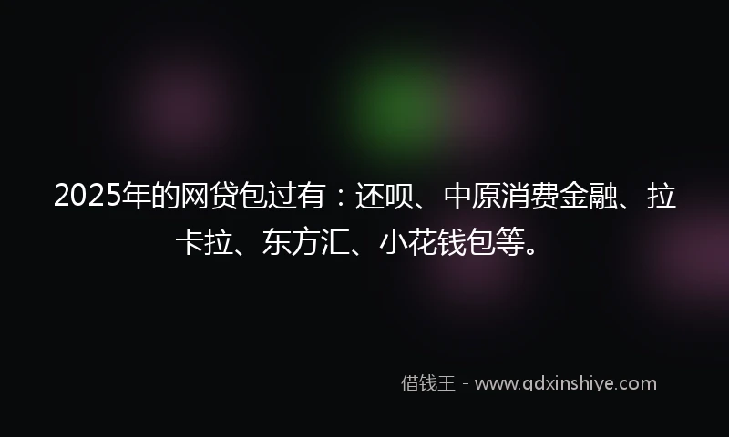 2025年的网贷包过有：还呗、中原消费金融、拉卡拉、东方汇、小花钱包等。