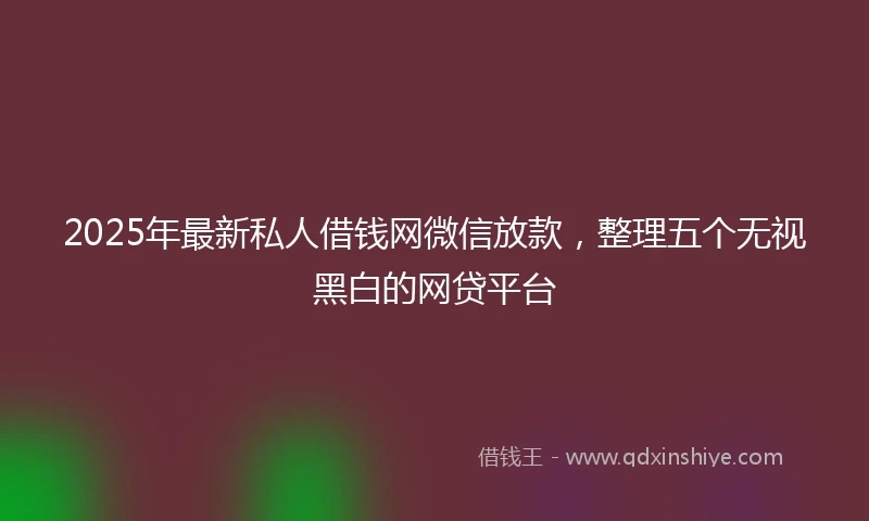 2025年最新私人借钱网微信放款，整理五个无视黑白的网贷平台