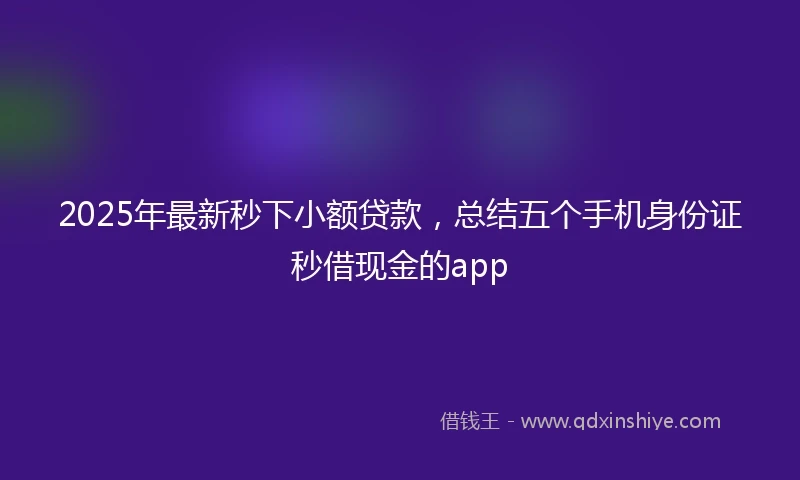 2025年最新秒下小额贷款，总结五个手机身份证秒借现金的app