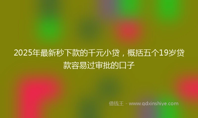 2025年最新秒下款的千元小贷，概括五个19岁贷款容易过审批的口子