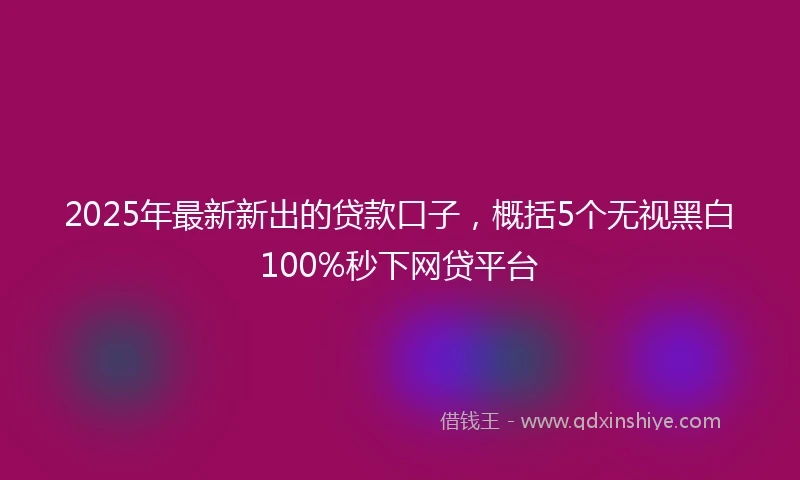 2025年最新新出的贷款口子，概括5个无视黑白100%秒下网贷平台