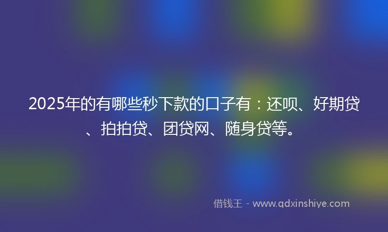 2025年的有哪些秒下款的口子有：还呗、好期贷、拍拍贷、团贷网、随身贷等。