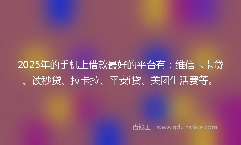 2025年的手机上借款最好的平台有：维信卡卡贷、读秒贷、拉卡拉、平安i贷、美团生活费等。