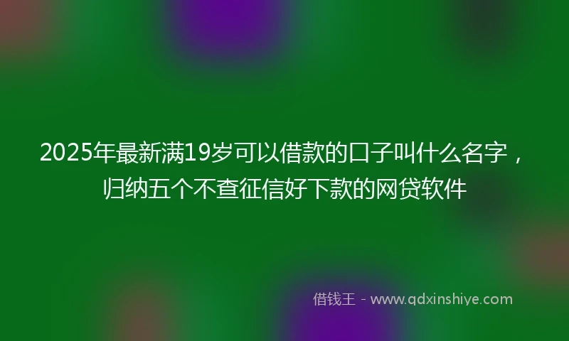 2025年最新满19岁可以借款的口子叫什么名字，归纳五个不查征信好下款的网贷软件
