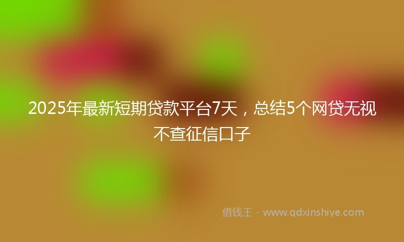 2025年最新短期贷款平台7天，总结5个网贷无视不查征信口子