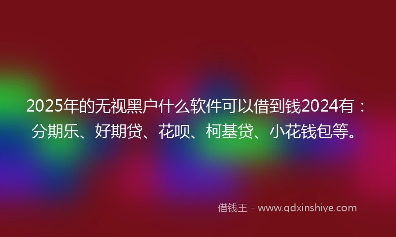 2025年的无视黑户什么软件可以借到钱2024有：分期乐、好期贷、花呗、柯基贷、小花钱包等。