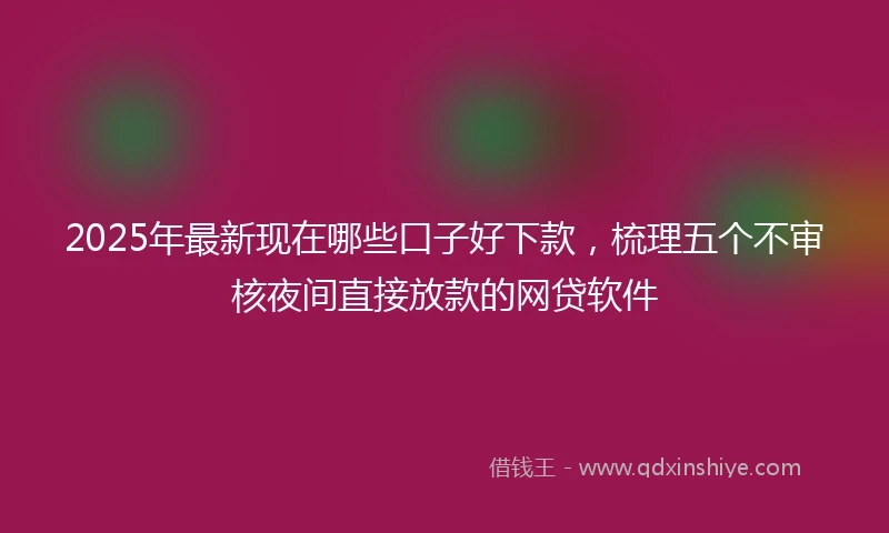 2025年最新现在哪些口子好下款，梳理五个不审核夜间直接放款的网贷软件