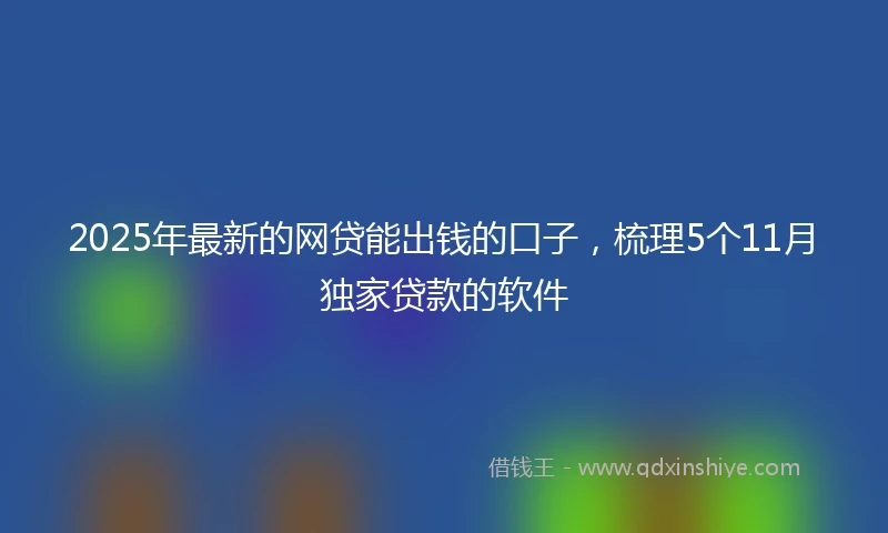 2025年最新的网贷能出钱的口子，梳理5个11月独家贷款的软件
