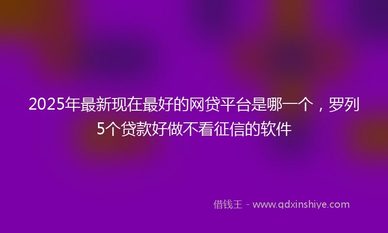 2025年最新现在最好的网贷平台是哪一个，罗列5个贷款好做不看征信的软件