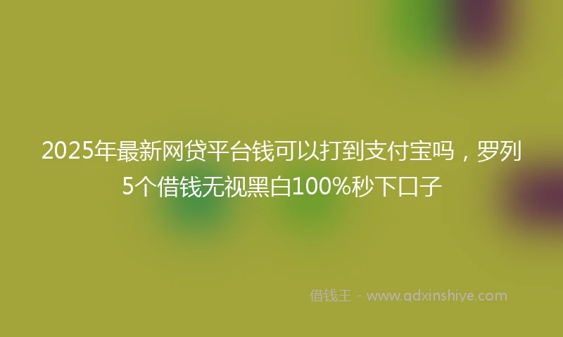 2025年最新网贷平台钱可以打到支付宝吗，罗列5个借钱无视黑白100%秒下口子