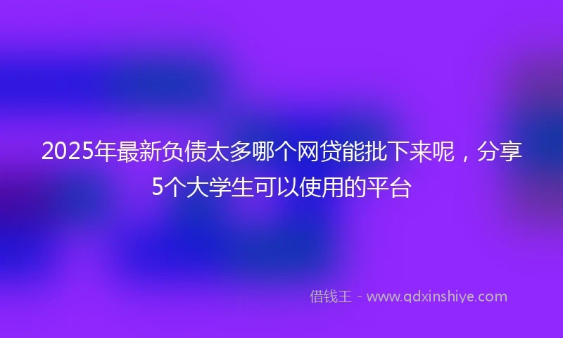 2025年最新负债太多哪个网贷能批下来呢，分享5个大学生可以使用的平台