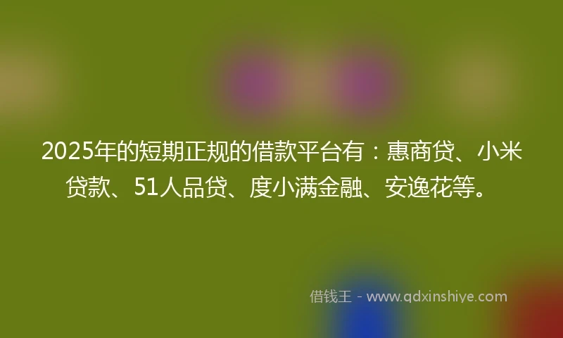 2025年的短期正规的借款平台有：惠商贷、小米贷款、51人品贷、度小满金融、安逸花等。