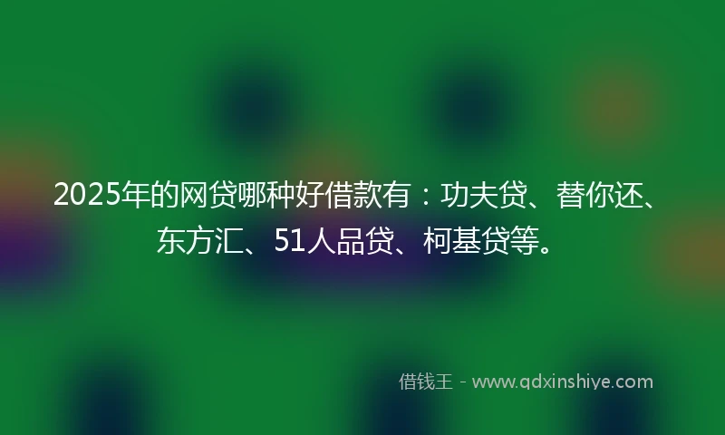 2025年的网贷哪种好借款有：功夫贷、替你还、东方汇、51人品贷、柯基贷等。