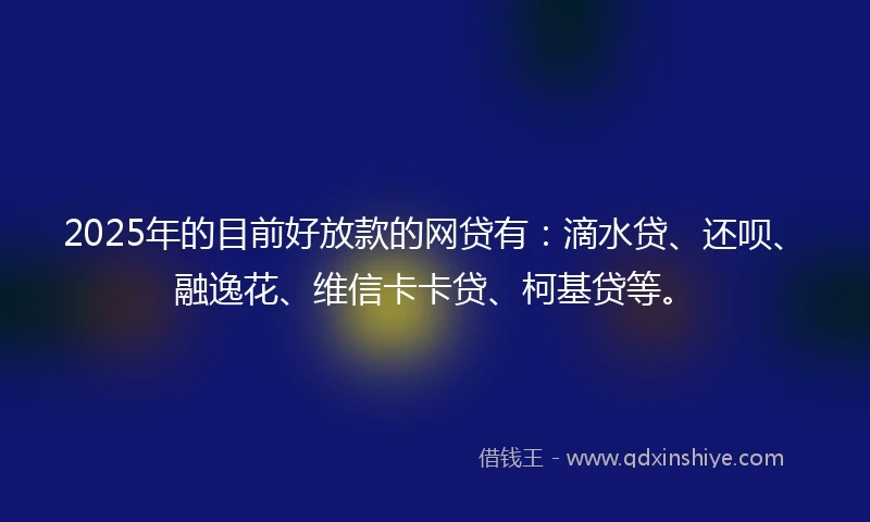 2025年的目前好放款的网贷有：滴水贷、还呗、融逸花、维信卡卡贷、柯基贷等。