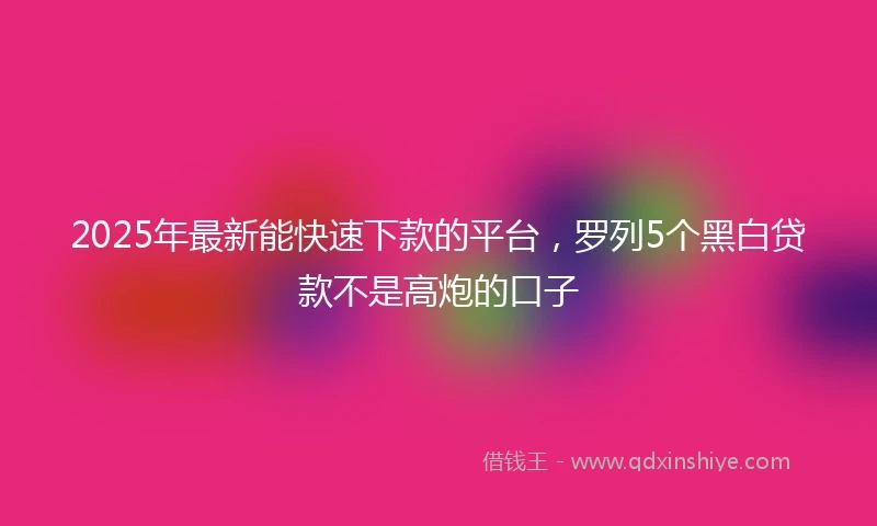 2025年最新能快速下款的平台，罗列5个黑白贷款不是高炮的口子