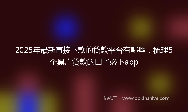 2025年最新直接下款的贷款平台有哪些，梳理5个黑户贷款的口子必下app