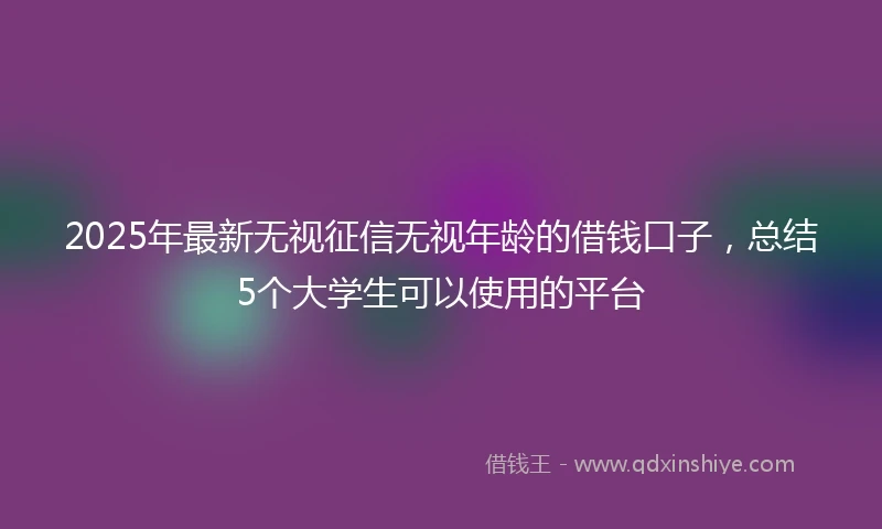 2025年最新无视征信无视年龄的借钱口子，总结5个大学生可以使用的平台