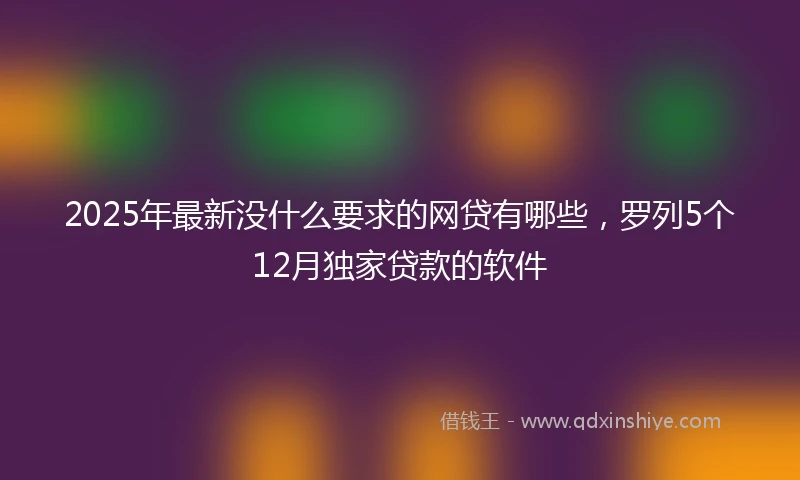 2025年最新没什么要求的网贷有哪些，罗列5个12月独家贷款的软件