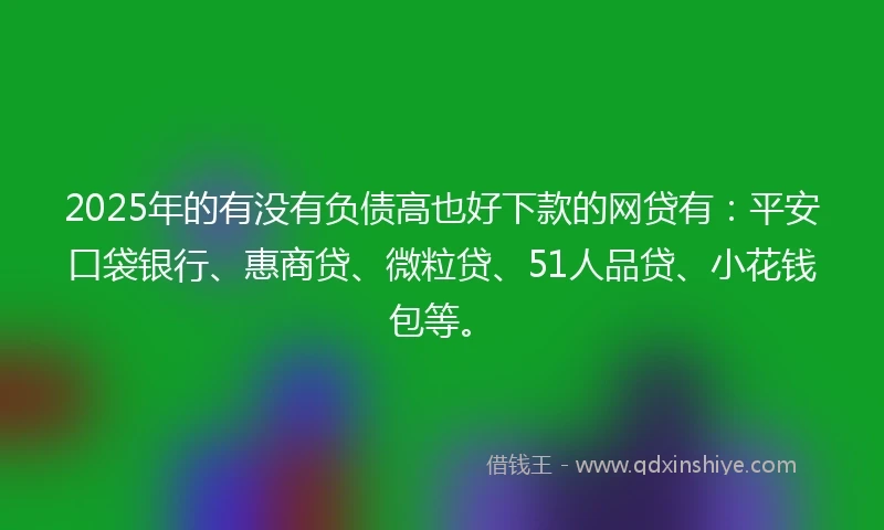 2025年的有没有负债高也好下款的网贷有：平安口袋银行、惠商贷、微粒贷、51人品贷、小花钱包等。