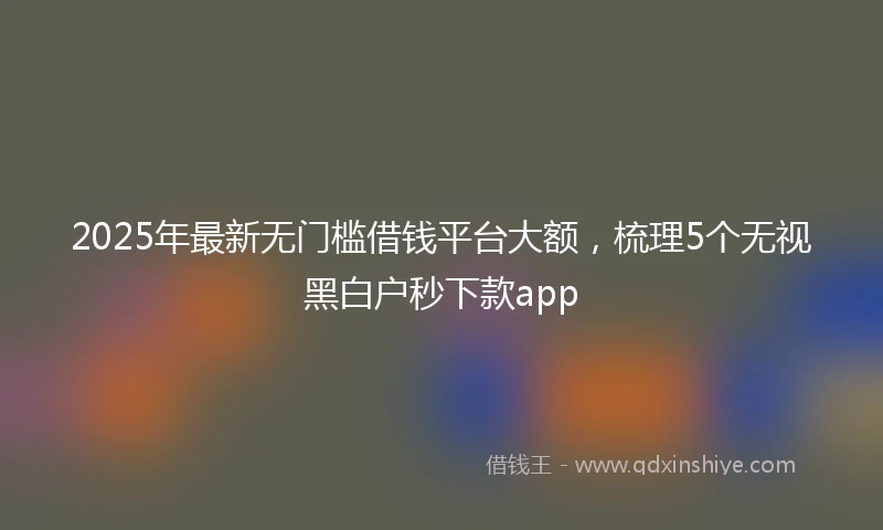 2025年最新无门槛借钱平台大额，梳理5个无视黑白户秒下款app