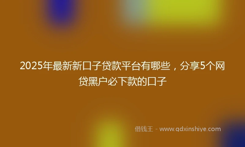 2025年最新新口子贷款平台有哪些，分享5个网贷黑户必下款的口子