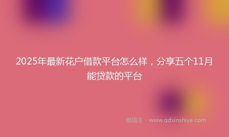 2025年最新花户借款平台怎么样，分享五个11月能贷款的平台